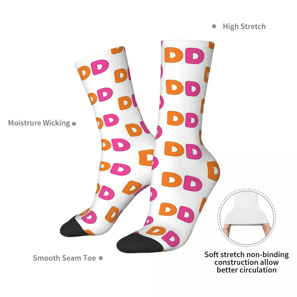 I Love Dunkin Donuts Socks Harajuku Super Soft Stockings All Season Long Socks Accessories for Unisex Gifts