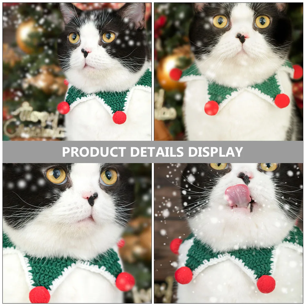 

1pc Christmas Pet Scarf Woolen Thread Dog Necklace Cat Collar Festive Bib Xmas Decoration Pet Neck Wear For Dogs Cats 5-18Kg
