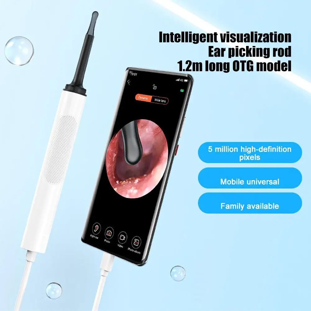 Ear Wax Cleaner With Camera 3.5mm Earwax Clean Otoscope Earwax Type-C Pixel Ear Phone Remover 500W Spoon With Support Andro T2N5