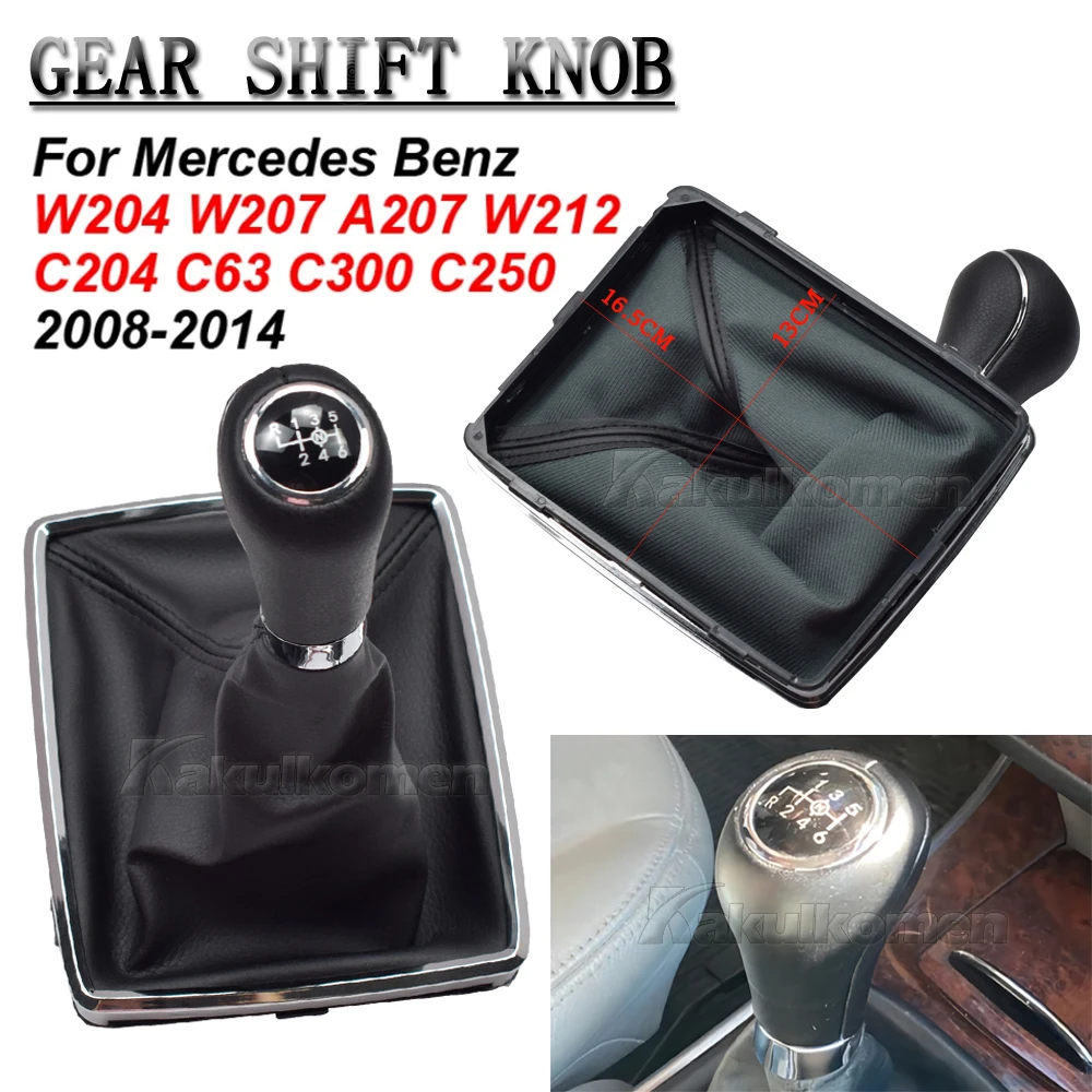 Autoteile 6-Gang-Schalthebelknauf mit PU-Ledermanschette für Mercedes Benz W204 C204 C63 C300 C250 W207 A207 W212 2008-2014 – Detail 4