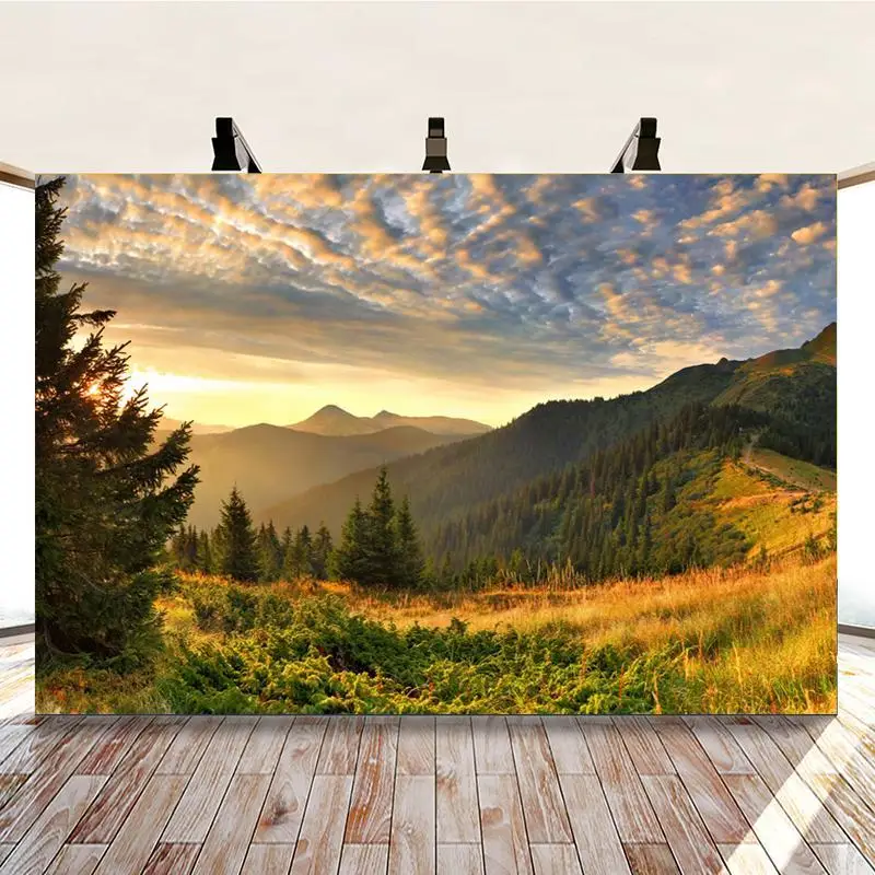 Early Morning Sunrise Mountain Sea of Clouds Tourism Scenery Picture Background Studio Photography Photo Cloth Can Be Customized