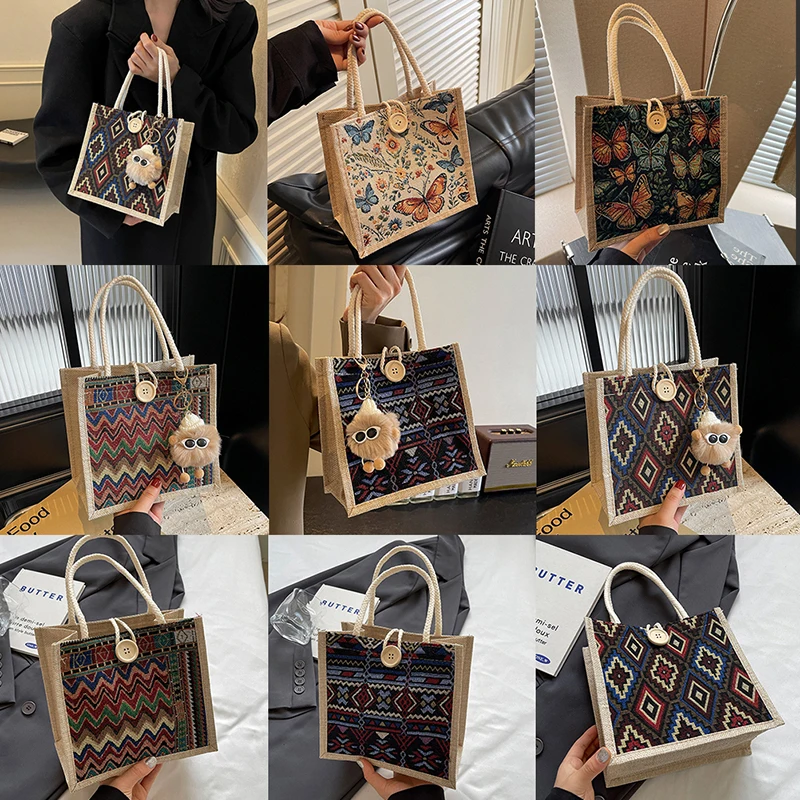 

Женская сумка-бенто большой вместимости; Повседневная сумка в этническом стиле, идеальная сумка для покупок и подарок для поездок на работу