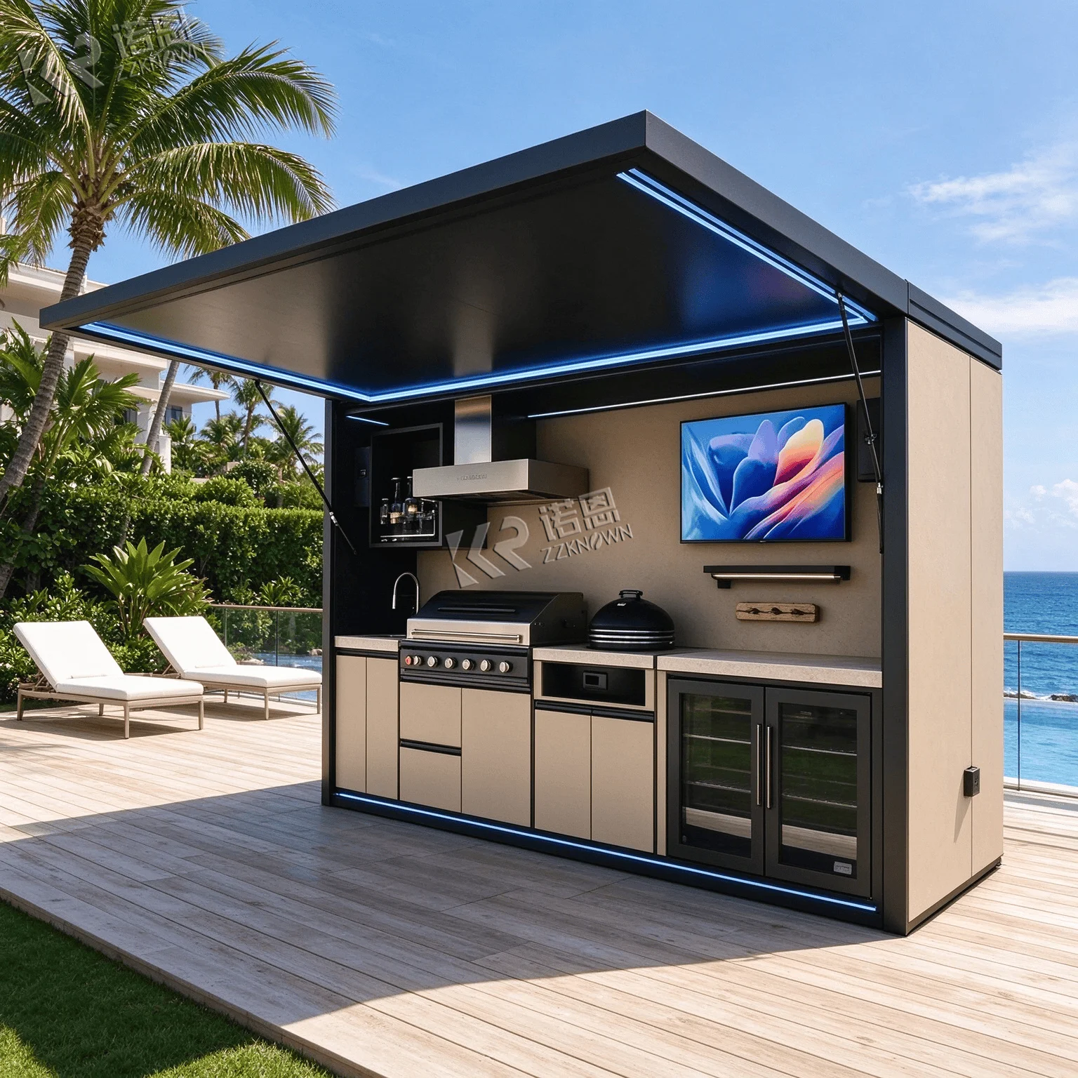 Outdoor Kitchen Cabinet Factory Aluminum Grill Cabinet BBQ Island Modular Custom Size ODM OEM Wholesale for Builder
