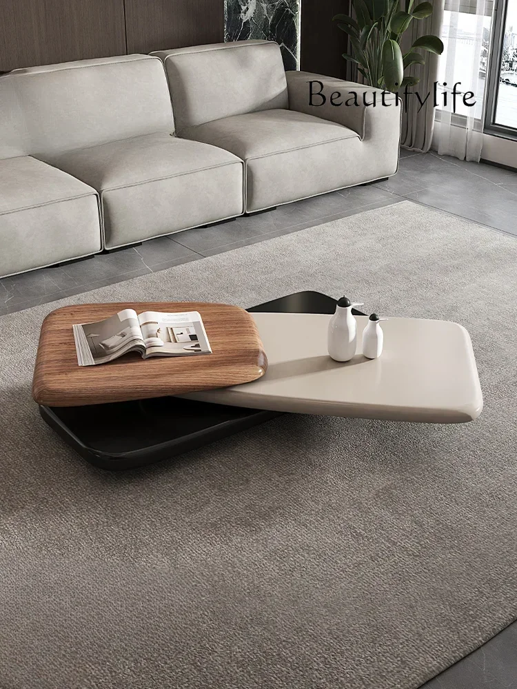 N19 N Nordic Mid-Ancient Style Home Minimalist Rotatable Shaped Coffee Table