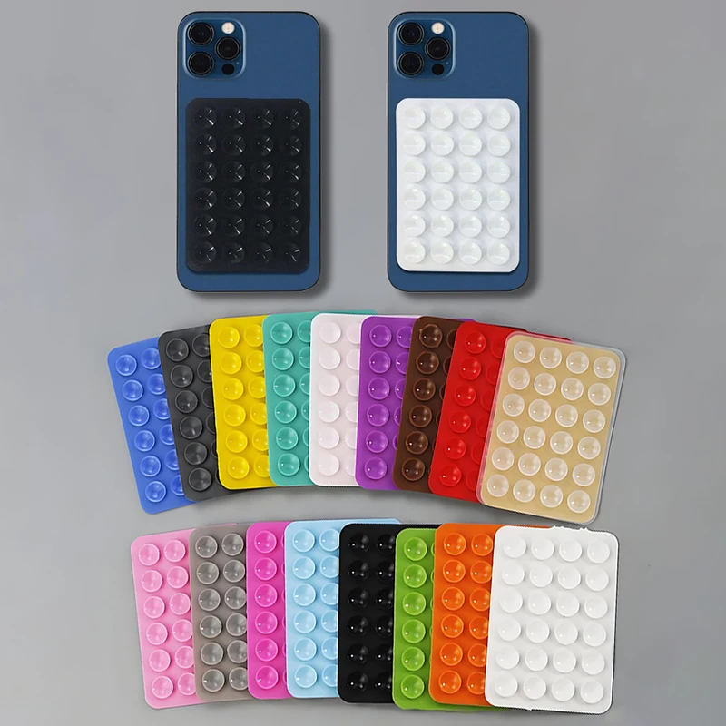 แผ่นดูดซิลิโคนสติกเกอร์ด้านหลังถ้วยดูดที่วางโทรศัพท์ซิลิโคนถ้วยสมาร์ทโฟนขาตั้งติดผนังคงที่สําหรับกระเบื้องเซรามิคแก้ว