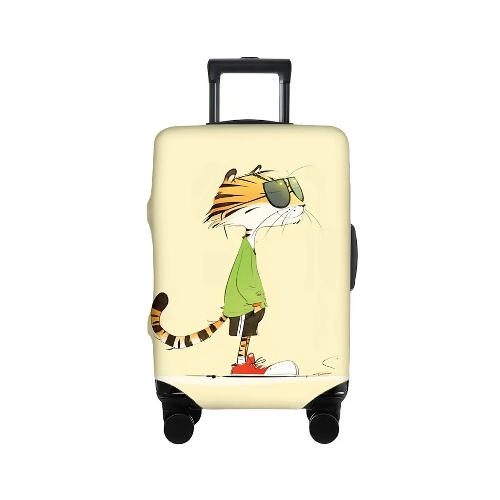 Elastic Luggage Cover Cool Cartoon Tiger With Sunglasses Print Suitcase Protector Dustproof Anti Scratch For 18 32 Travel Case