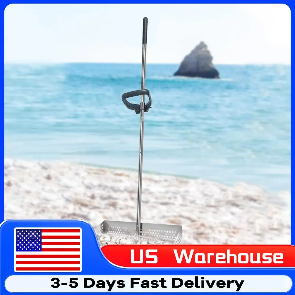 

Stainless Steel Sand Screen Collapsible Shell Shovel Sand Filting Rake Beach Shovel And Screening Gear Sand Sieve Seafood Tool