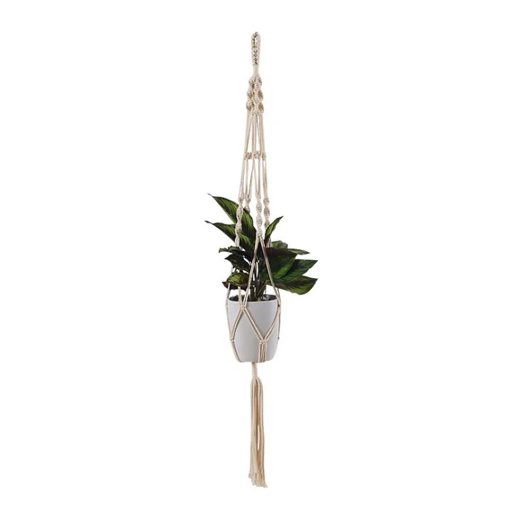 

2Pcs Plant Hanging Net Bag Cotton Rope Tassel Store Decoration Durable Flowerpot String Bag Flowerpot Cotton Rope