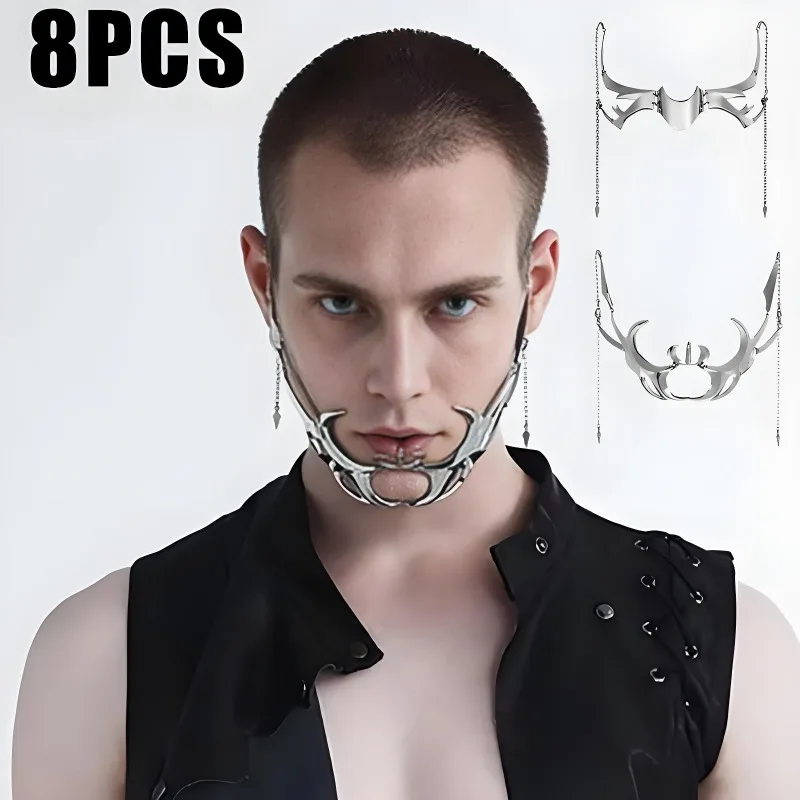 Cyber Punk Masquerade Mask Robot Party Prom Metal Mask Unisex Irregular Jewelry Irregular Metal Face Akcesoria dla kobiet mężczyzn
