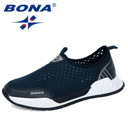 BONA-Tênis Respiráveis para Homens, Sapatos Casuais, Confortáveis, Tênis na Moda, Novos Designers