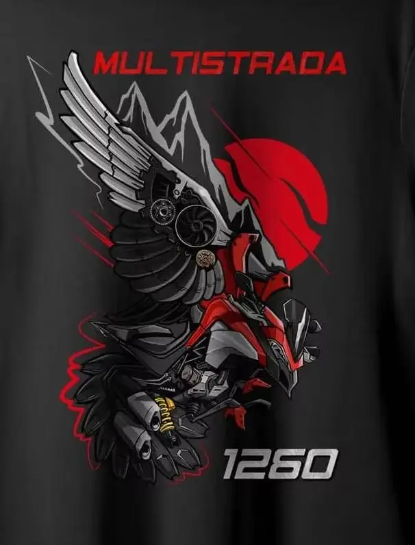 

Classic Motorcycle Multistrada 1200 1260 Raven Inspiration T-Shirt 100% Cotton O-Neck Summer Short Sleeve Casual Mens T-shirt