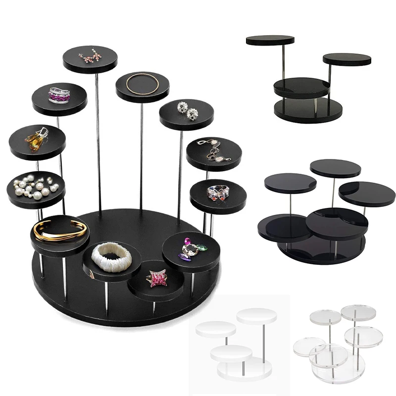 

Multi-Tiered Acrylic Display Stand Round Rotating Shelf for Perfume Cosmetics Home Decor Detachable Trays Countertop Organizer