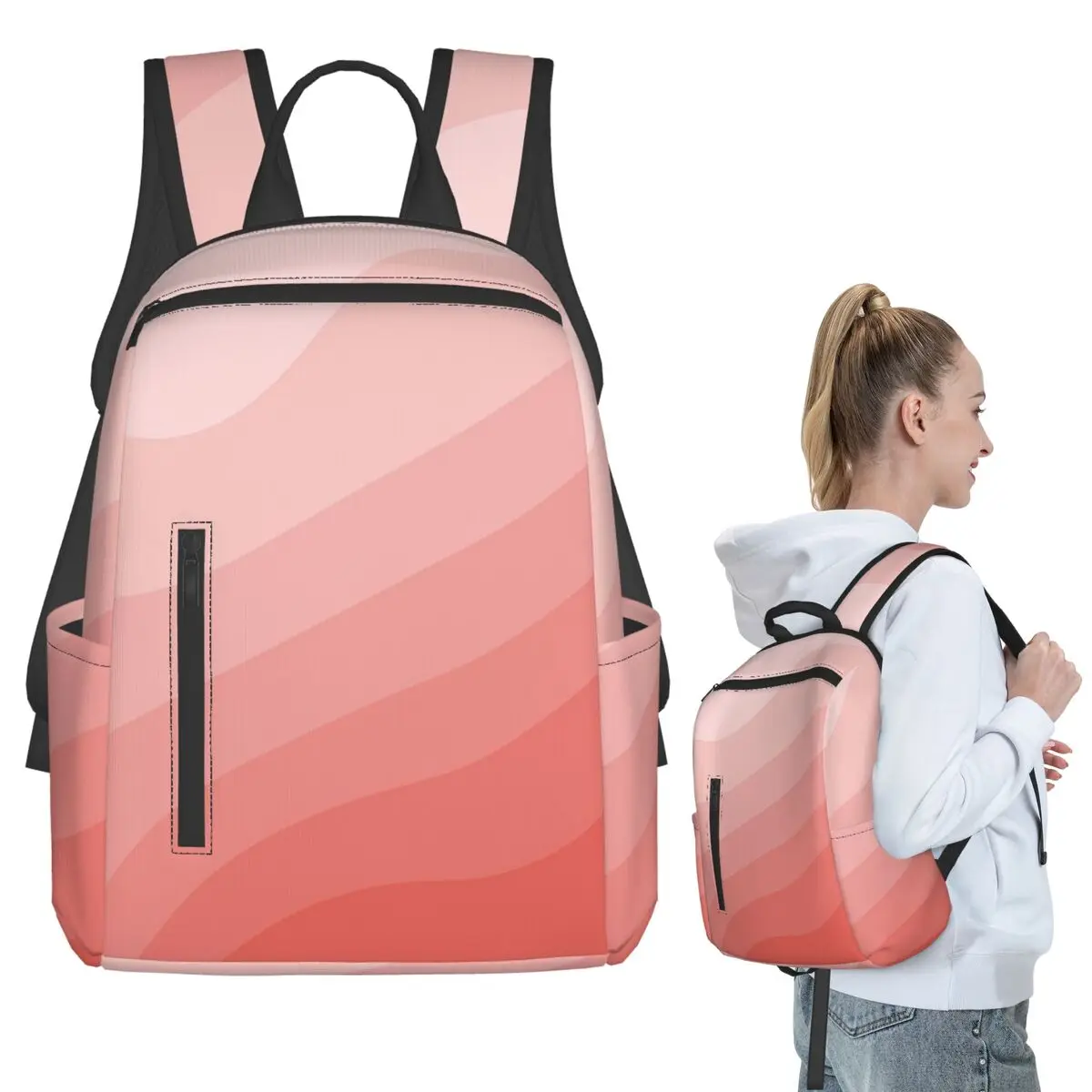 

Light Colour Wavy Gradient Design Backpack Student BookBag Children School Bag Computer Shoulder Bags Men Women