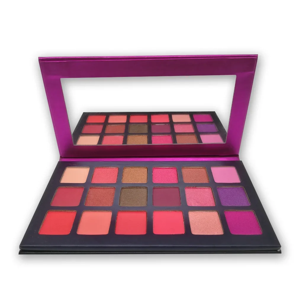 

Private Label Eyeshadow Custom Bulk 18-colors Purple Paper-tray Palette Shimmering Matte Color Waterproof Pigment Eyes Makeup