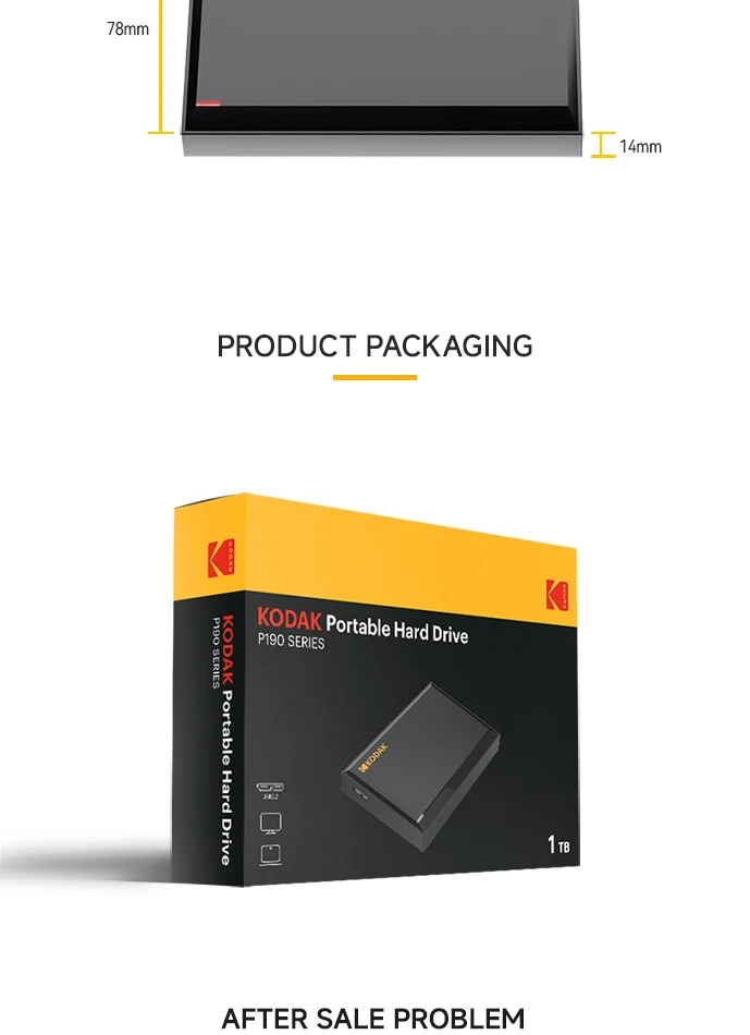 KODAK P190 Tragbare Externe Festplatte HDD 500GB 1TB USB 3.0 Mechanische Mobile Festplatte für PC Laptop Gaming-Speicher – Detail 13
