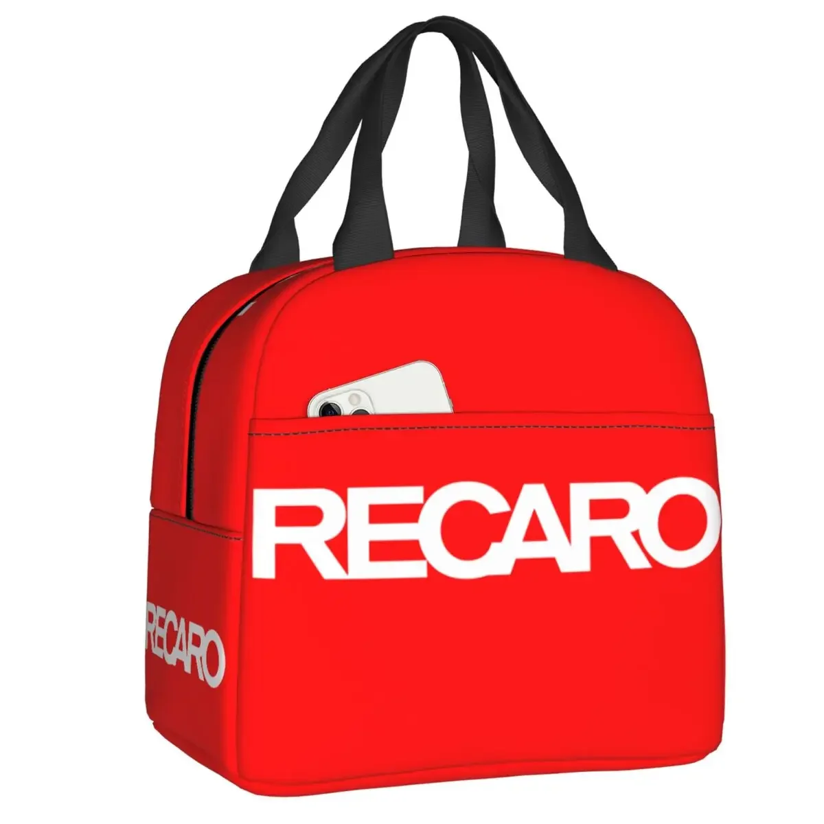 Custom Recaros Logo Insulated Lunch Bag for Women Portable Cooler Thermal Bento Box Kids School Children