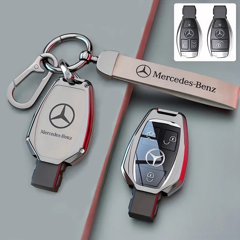 Car Zinc Alloy Key Case Bag Metal Key Shell For Mercedes-Benz A B C E G S V Class GLA GLC GLE GLK Vito Sprinter SL SLK Viano ML