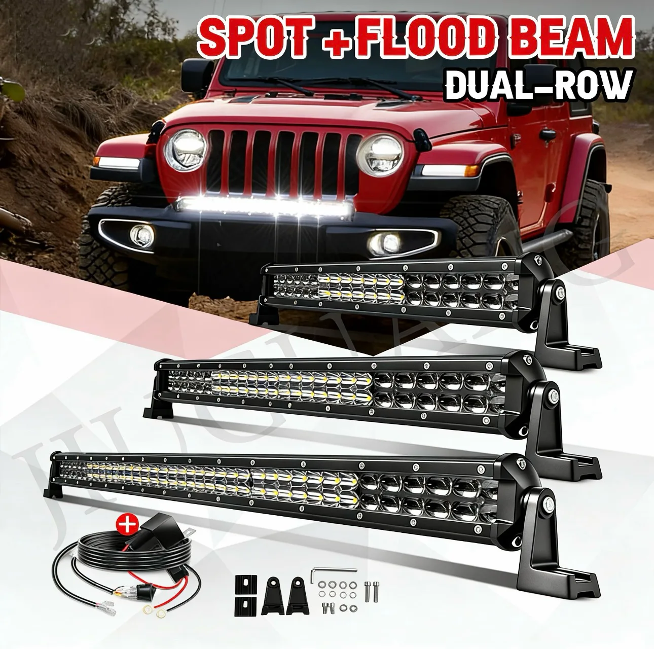

HAOLIDE 15inch 20inch 28inch Led Driving Light Bar Doul Rows Projector Lens Spot+Flood Combo Beam for off-road use Cars SUV UTV