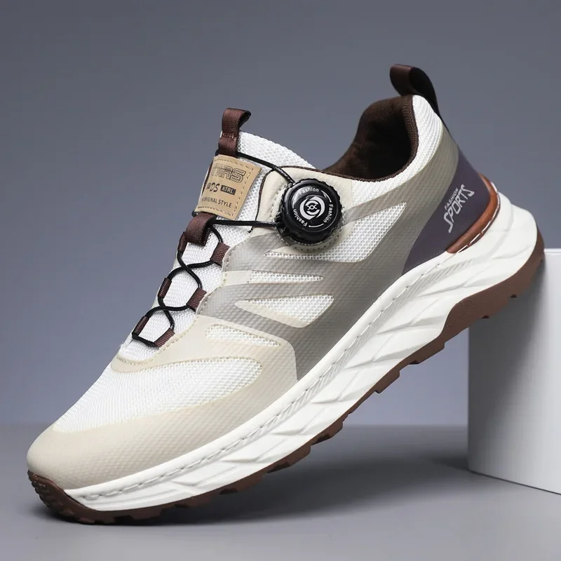 

Men's Breathable Tennis Shoes Summer Mesh Comfortable Soft Sole Running Shoes Fashion Designer Men's Lightweight Button Sneakers