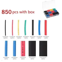 850pcs/box Heat Shrink Tube Set Shrinking Assorted Polyolefin Insulation Sleeving Heat Shrink Tubing Wire Cable 2:1