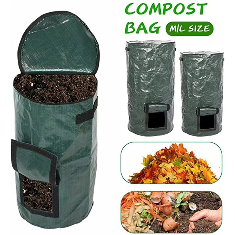 34 Gallons Organic Compost Bag Garden Yard Vegetable Plant Grow Compost Bag Kitchen Waste Fermentation Collection Bags Trash Can