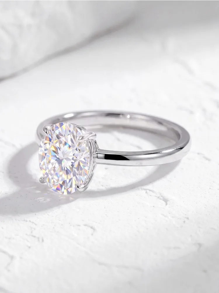DWJ Fashion 1-2 Karat Brillanter ovaler Moissanit-Diamant-Verlobungsring für Damen, 925er Sterlingsilber, edler Schmuck – Detail 2
