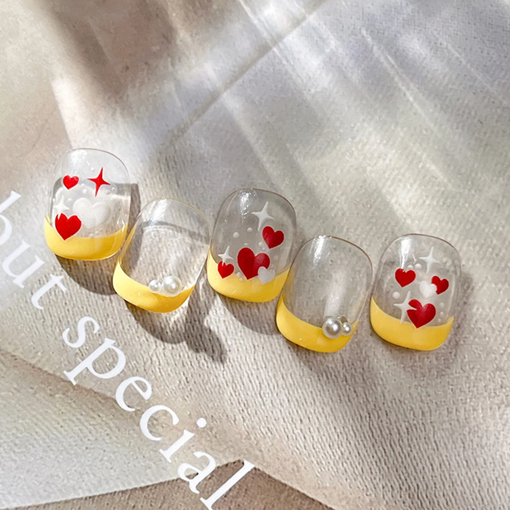 3D rouge blanc amour coeur saint valentin Nail Art autocollants Kawaii étoile coeur ongles décalcomanies 8*10 cm auto-adhésif Valentine Nail Deco