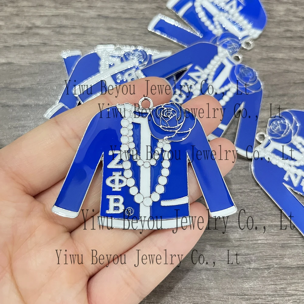 5 pezzi Zeta Phi Beta Blue white maglione Sorority charm