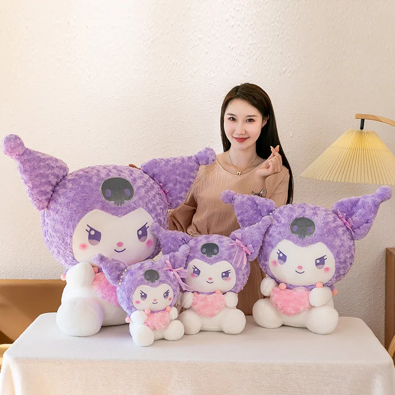 35/40/55cm New Sanrio Kuromi Love Plush Doll Cartoon Anime Sofa Pillow Decoration Kawaii Plush Girl Valentine's Day Gift