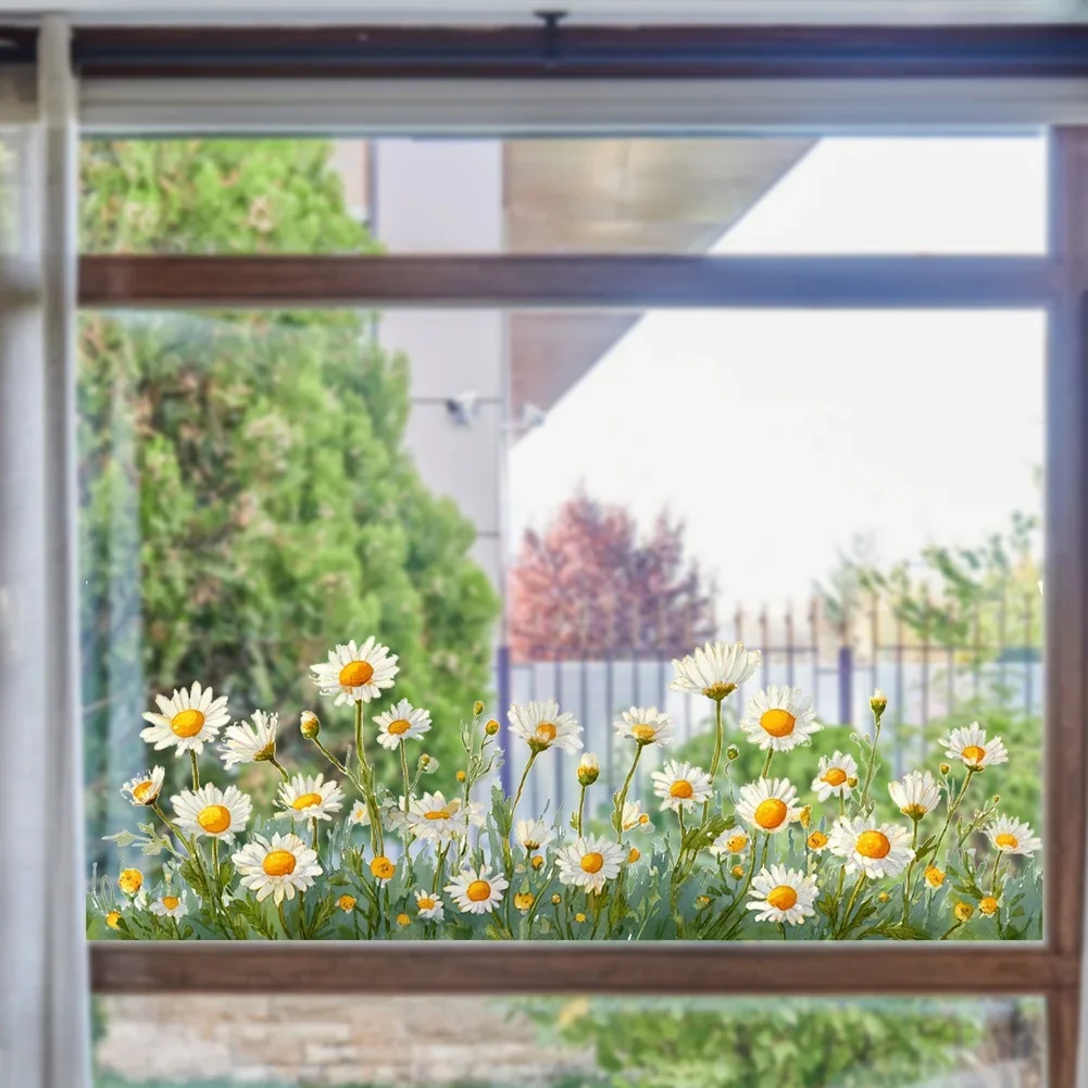 Modern Flower For Glass Window Clings Static Stickers for Door Home Decor Bright Lifelike Design PVC Decals Multiple Size Packs