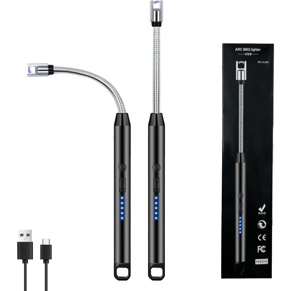 

2 шт. зажигалка для свечей, электрическая зажигалка Arc Windproof Flameless с 360° ° Гибкая шея и светодиодный дисплей питания