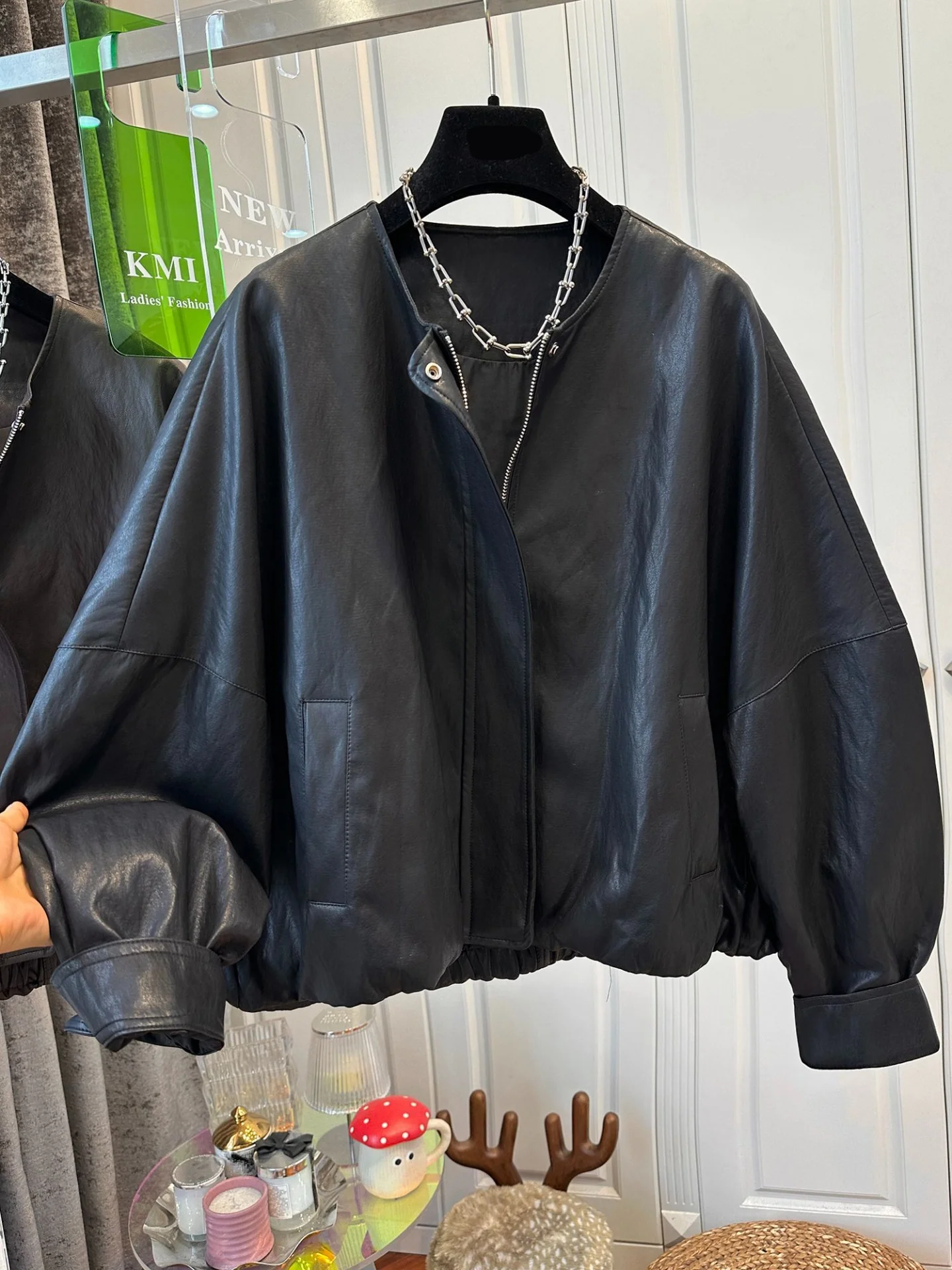 Unieke Sli ronde Ne Long Sve losse bovenkleding Dames Veelzijdig Jaet Lente Herfst Europees ontwerp Afslankeffect