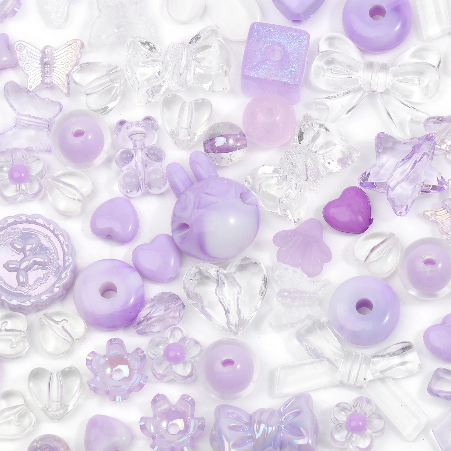 Niedliche Sortierte Acrylperlen Zufälliger Stil Blumen Schmetterling Herz Perlen für DIY Handyketten Armbänder Schmuckherstellung 50g – Detail 9