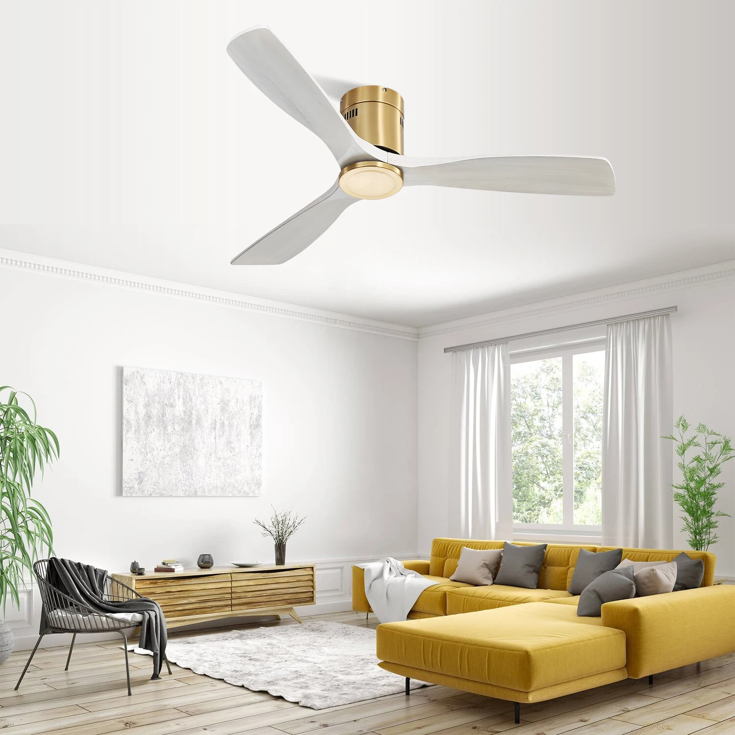 Sofucor Modern 52-inch Ceiling Fan Without Light DC Motor 6-speed High wind Remote control For House