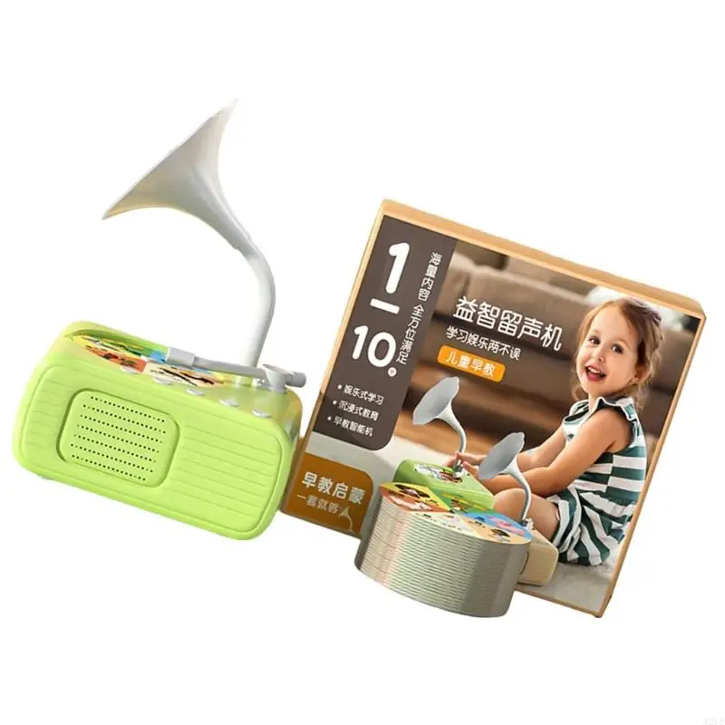Interactieve peuter phonograaf muziekspeler speelgoed met 96 leerkaarten vroege educatieve verhalen vertellen machine leuk a2ub