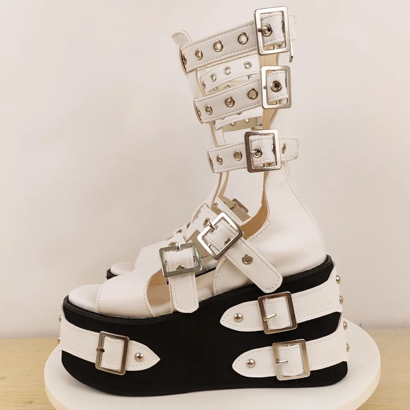 Metal Buckle Belt Hollow Out Sandal Boots Sexy Pointed Toe Zipper Accept Customized New Arrivals Fashion Women Modern Shoes
