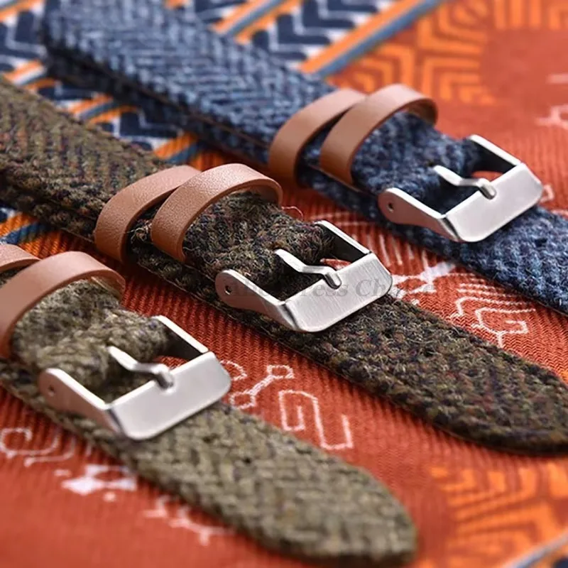 Нейлоновый ремешок для часов из натуральной кожи 18 мм, 20 мм, 22 мм, винтажный плетеный браслет для мужчин и женщин, быстросъемный ремешок для часов Huawei