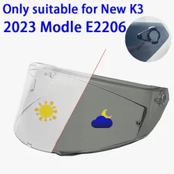 신형 AGV K3 DOT(E2206) 용 광변색 바이저, 오토바이 헬멧 렌즈, 유리 앞유리 실드 뷰파인더, 운모 스크린 액세서리