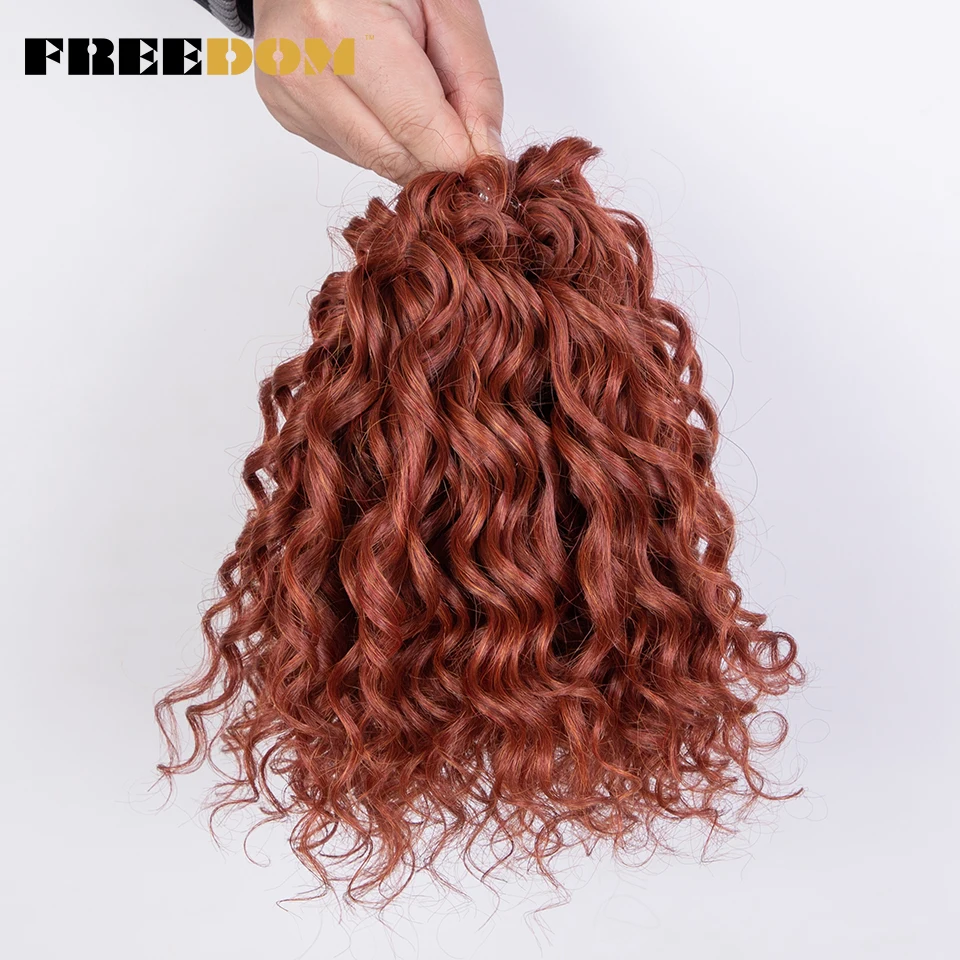 FREEDOM 10inches Synthetic Deep Wavy Twist Crochet Braids Hair Ombre Afro Curly Braiding Hair Extensions High Temperature Fiber