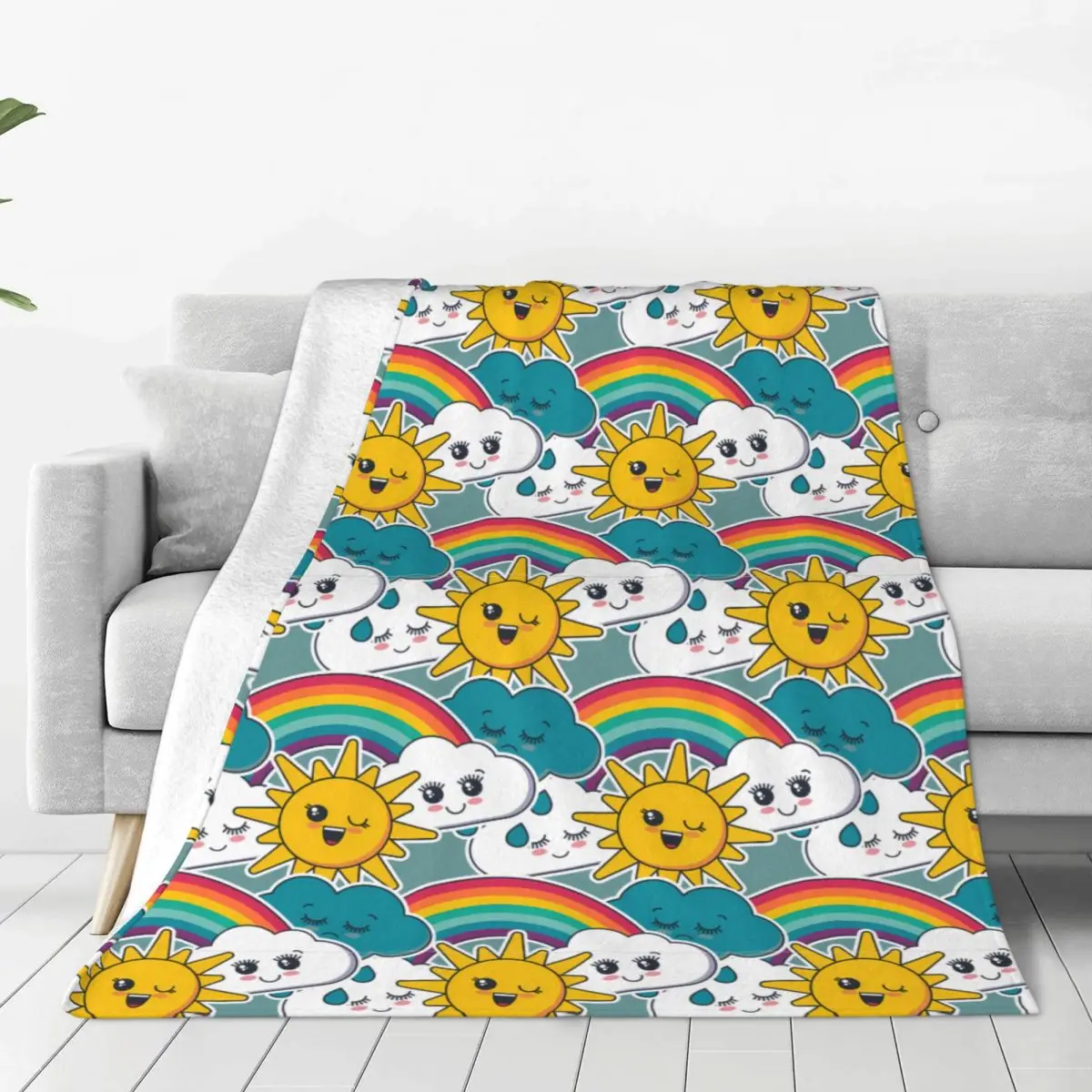 Cute Smiling Sun Premium Flannel Blanket Soft Warm Throw Blankets For Chair Sofa Bed Travel Bedspread Sofas Cover Tapestry