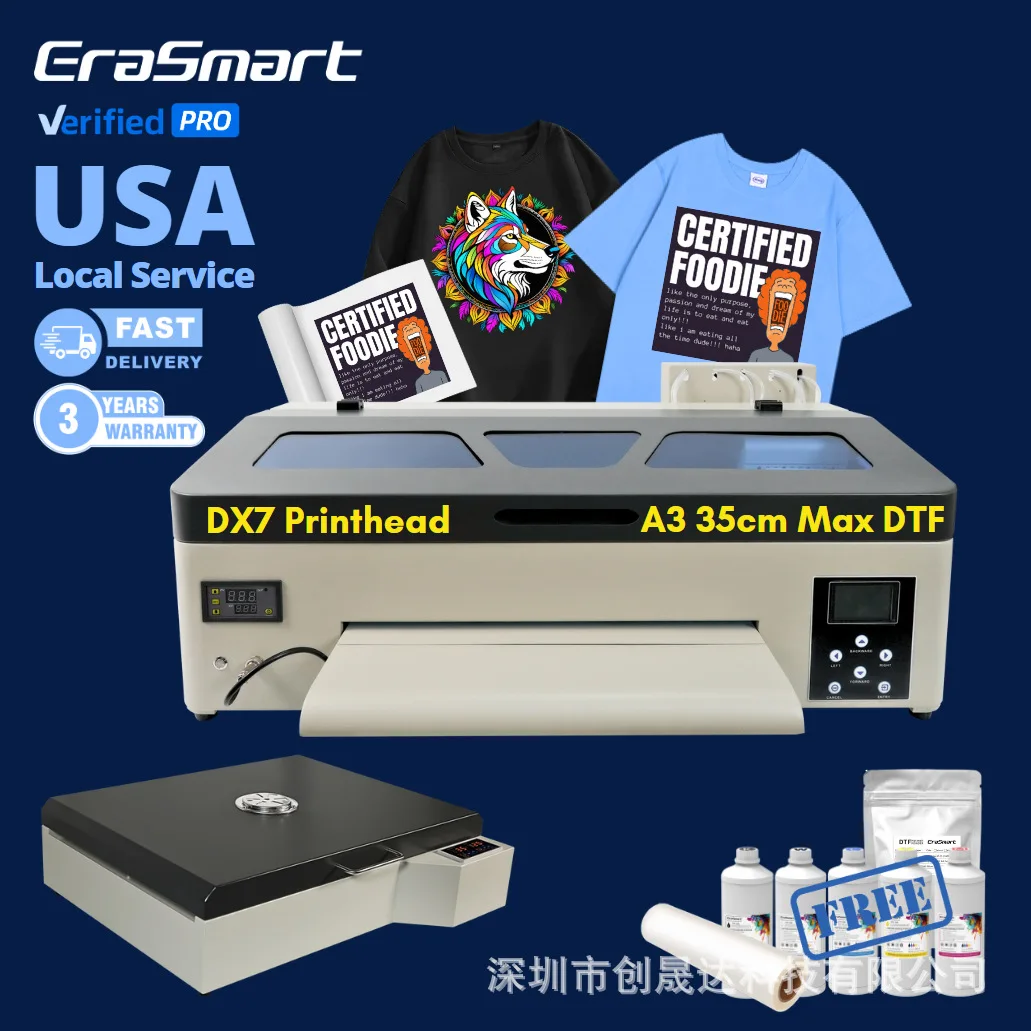 EraSmart трансграничный хит продаж A3 MAX DX7 dtf принтер одежда свитер футболка белые чернила теплопередача цифровой EraSmart трансграничный хит продаж A3 MAX DX7 dtf принтер одежда свитер футболка белые чернила теплопередача цифровой