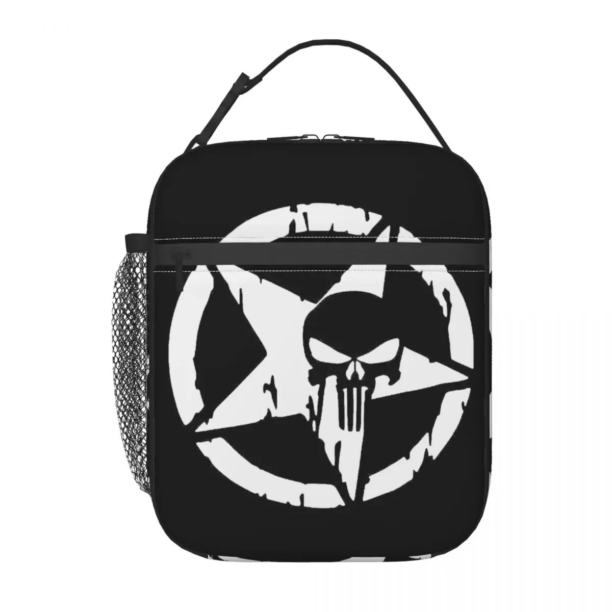 Punisher Skull Insulated Lunch Bag for Women Cooler Thermal Bento Box Outdoor Camping Travel Portable Tote Bags