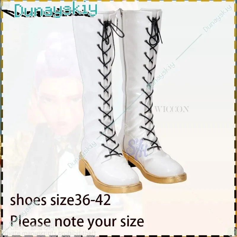 

CyHuntrix Rumi Косплей Kpop Demon Аниме Для ЗОЛОТЫЙ Сценический Униформа Черное Пальто Белое Мини-Платье Kawaii Jirai Kei Девушки Корея Idol k