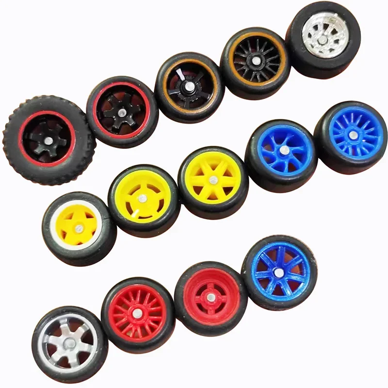 4pcs 1/64 Entry-level Black Rubber Wheels for Alloy Model Car Modified Hot Wheel