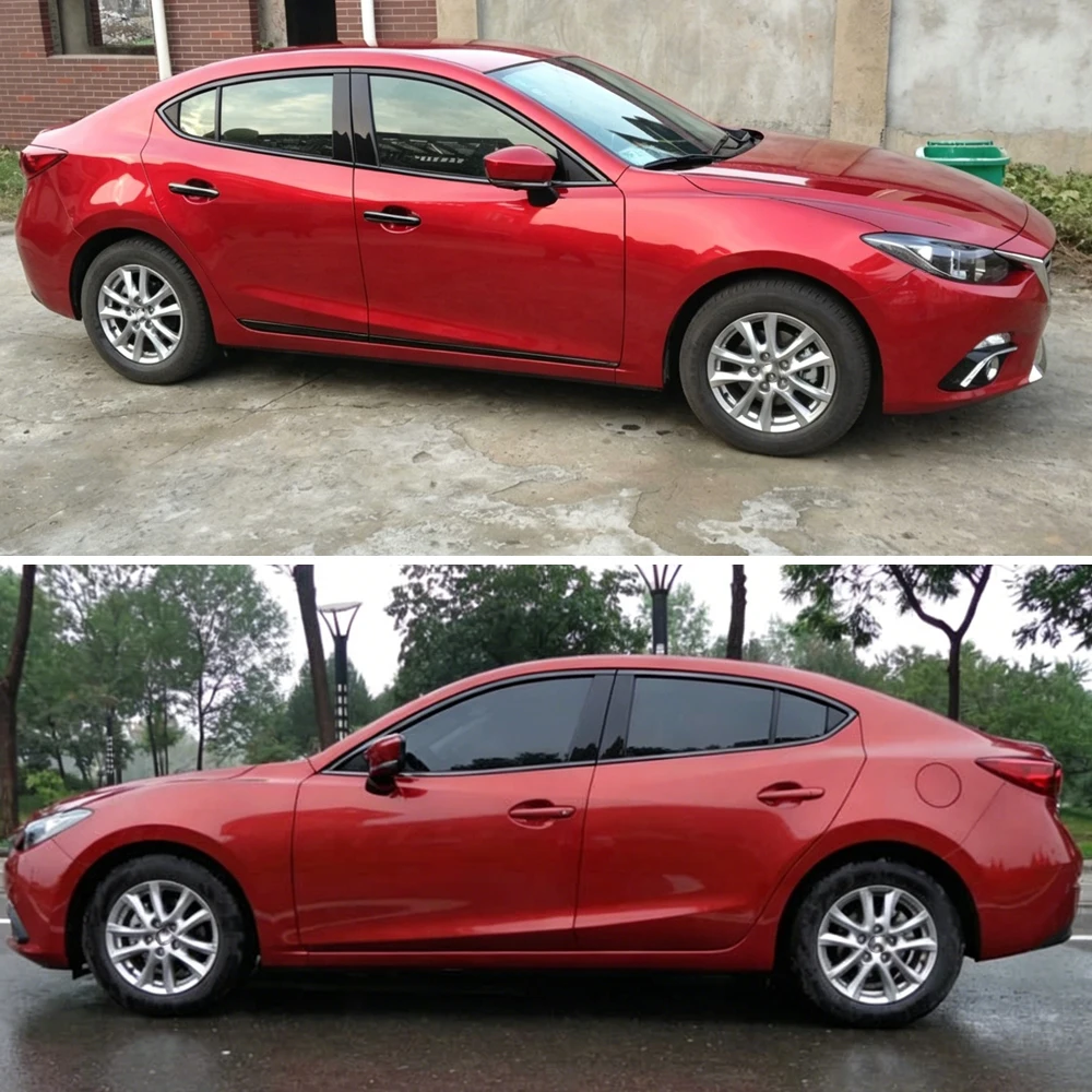 For Mazda 3 BM 2014-2019 sedan Exterior Window Decoration Sticker Glossy Black Chrome Delete Protective Film
