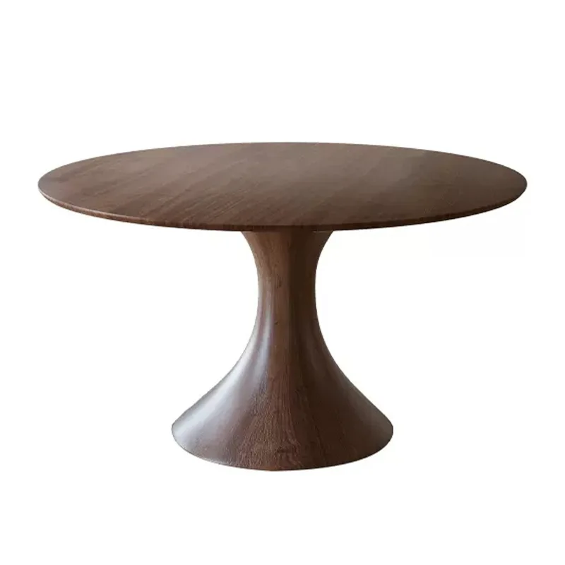 

Medieval solid wood dining table round negotiation table household small apartment round dining table