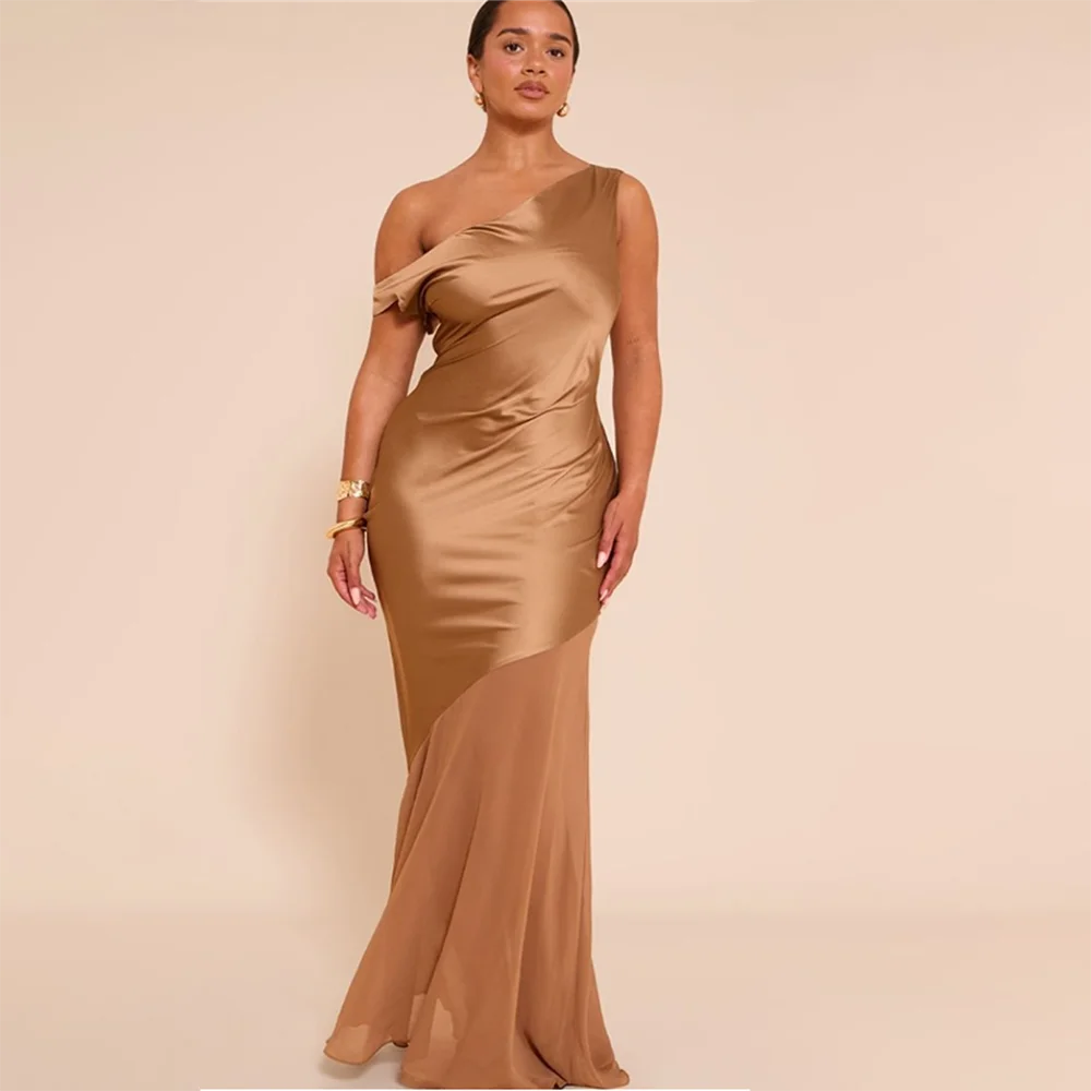 

Women's Formal Evening Gowns Evening Dresses One Shoulder Pleated Mermaid Formal Celebraty Dress For Women Party Cocktail Event