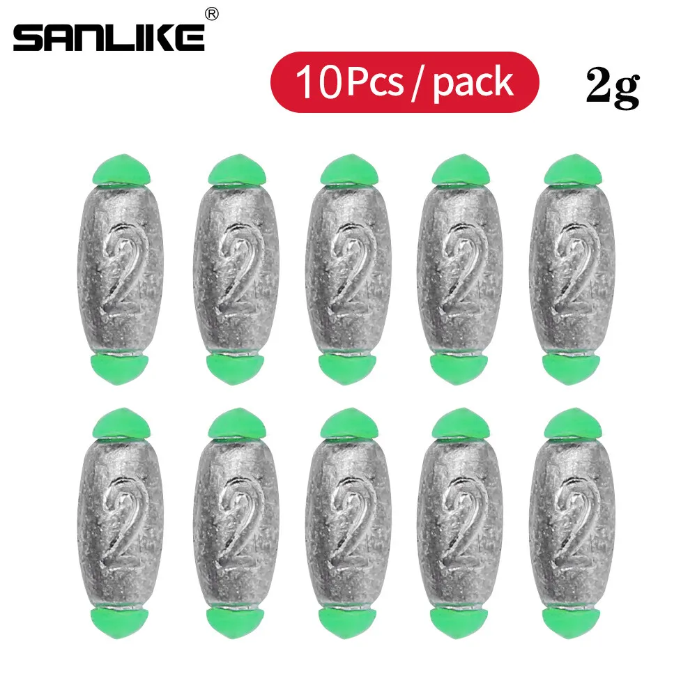 SANLIKE 10pcs Open-Hearted Fast Hanging Lead Raft Fishing Boat Fishing Rock Fishing Olive-Type Free-Stranding Pendant