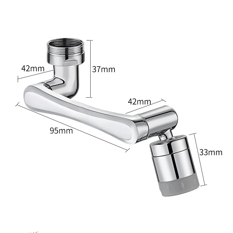 Roestvrijstalen Universele 1440 ° Draaibare Robotarm Draaibare Verlengkraan Beluchter Keuken Gootsteen Kraan Extender 2 Waterstroom Mode