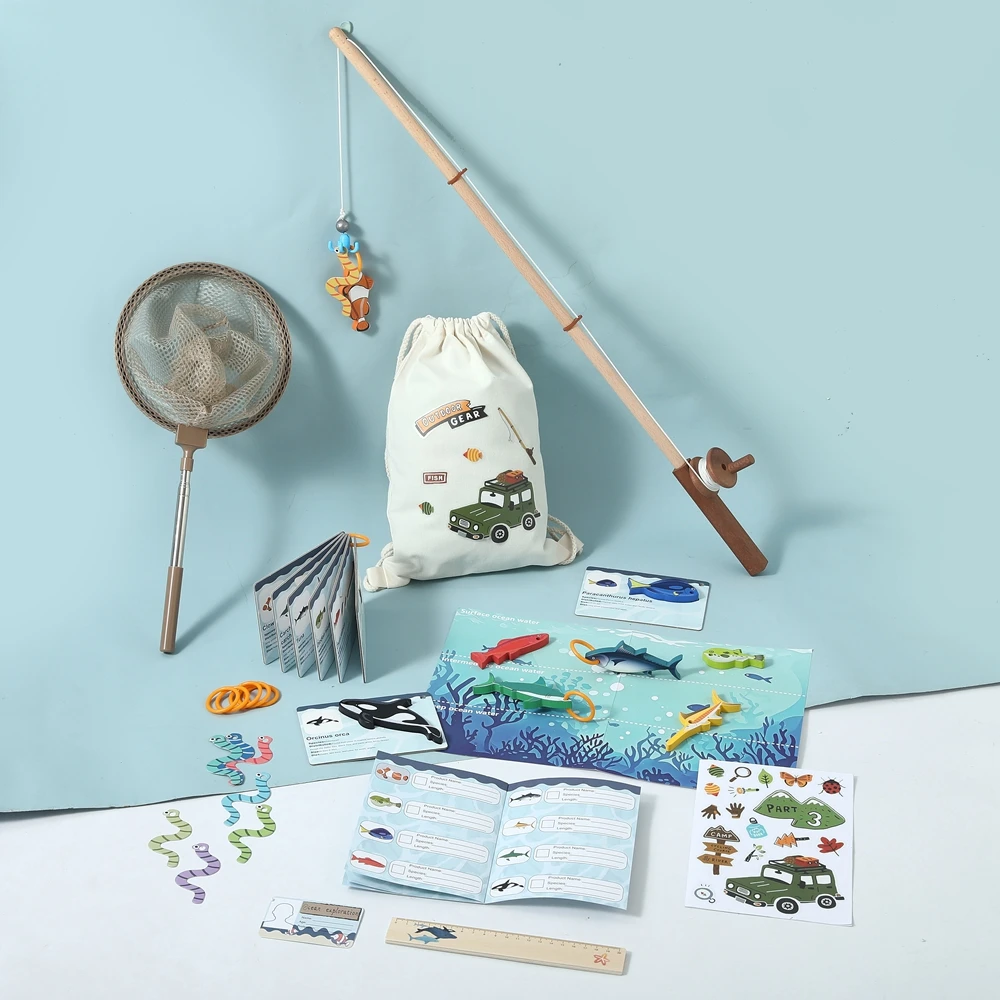 Baby Fishing Toy Set Simulation Fishing Scene Toy Simulated Shalbyi Mahi Fishing Rod Fish Cognitive Collection Cards Kid‘s Gift